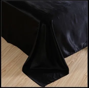 7 шт. черный атласный шелк постельных принадлежностей листов Калифорния Король Королева Полный размер двойной одеяло пододеяльник установлены кровать в сумке покрывало