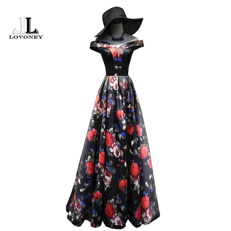 

DEERVEADO Evening Dresses 2019 A Line V Neck Cap Sleeve Satin Formal Evening Gown Occasion Party Dresses Vestido De Festa XYG706