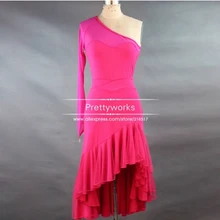 Розовый цвет с открытыми плечами женские латинские танцевальное бальное платье танцевальная сцена Одежда для выступлений