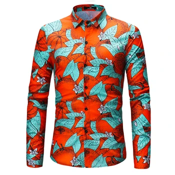 

Retro Floral Hawaiian Shirts Men 2019 Casual Breathable 3D Printed Long Sleeve Shirt Slim Shirt Tops Mens Clothing