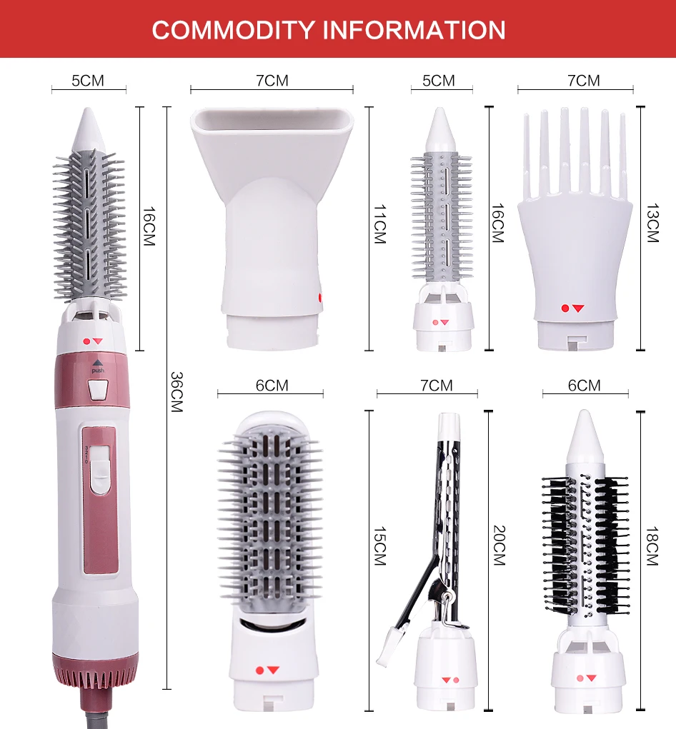 6 в 1 многофункциональный инструмент для укладки волос, фен для волос, палочки для волос, фен для волос, машинка для завивки, выпрямление, расческа