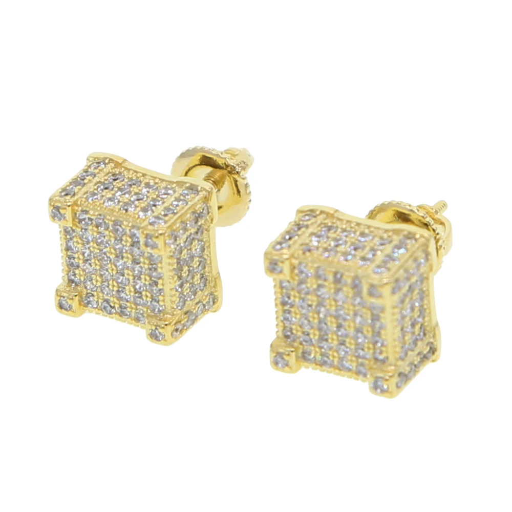 

2019 Unique Design AAA CZ Rhinestone Crystal punk geometry stud Earrings For Women square/round delicate Fashion Hip Hop Jewelry