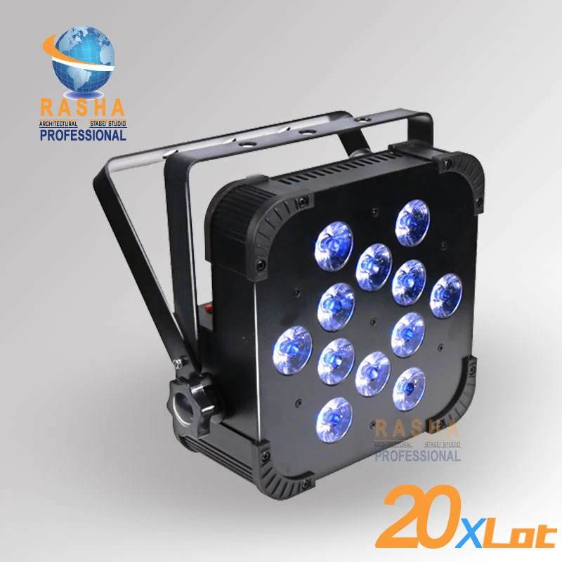 

20X Rasha Hex V12-12pcs*18W 6in1 RGBAW UV Non-Wireless DMX LED Flat Par Can,UV LED Slim Par Light For Stage Event Productions
