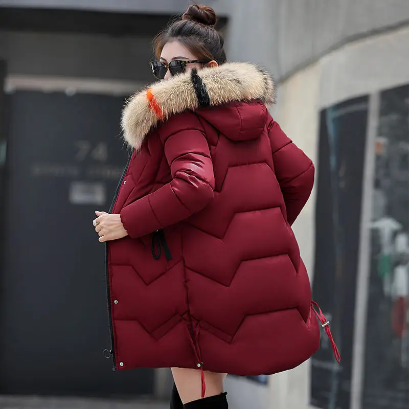 Avec kaki Hiver Et Vestes bourgogne Chaud Couleurs Manteaux Outwear Un Pour De Ouatée Capot Parkas Col Fourrure Femmes Grand Faux camel 2018 rouge 6 Noir blanc q71wSdnEx