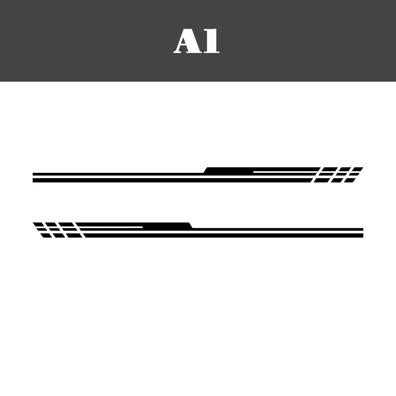 2 шт. виниловые боковые полосы юбка графика автомобиля наклейка авто стикер для Audi Ford Skoda Toyota Kia Ford BMW Универсальный - Название цвета: Glossy Black