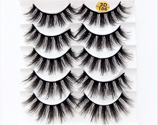 5 pairs 3D mink false eyelashes natural makeup eyelash extension long cross volume soft fake eye lashes winged faux cils