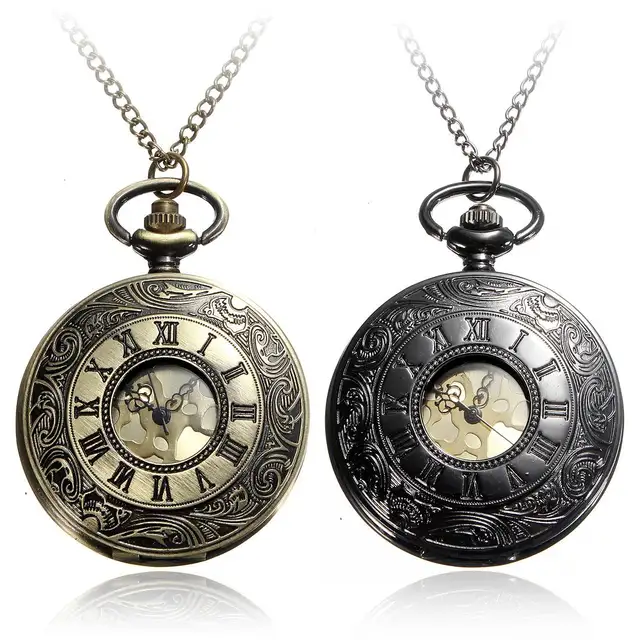 New Antique Bronze Roma Number PocketWatch Vintage Alloy Steampunk Bronze Neckla New Antique Bronze Roma Number PocketWatch Vintage Alloy Steampunk Bronze Neckla