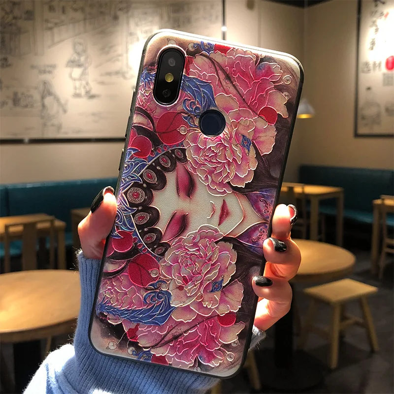 Chinese Style Fashion Peking 3D Opera Embossed Cover For XiaoMi Mi 8 Mi8 SE Mix 2 2S 6X Case for xiaomi mi Back Shell |