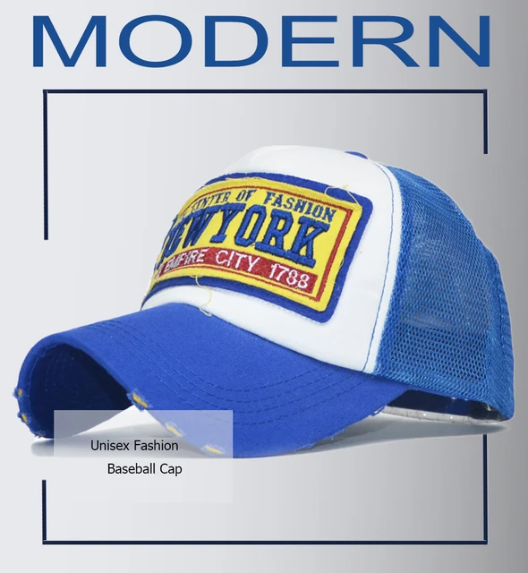 FS Summer Mesh Trucker Hats Blue Baseball Cap For Men Women