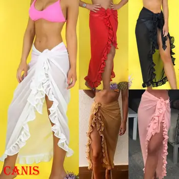 

Summer Women's Bikini Cover Up Wrap Over Skirt Scarf Swimwear High Waist Chiffon Long Maxi Sexy Lady Beach Skirt