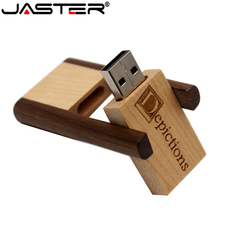 JASTER(10 шт. бесплатный логотип) Деревянный вращающийся USB деревянный usb флеш-накопитель Флешка 4 ГБ 16 ГБ 32 ГБ 64 Гб 128 Гб карта памяти