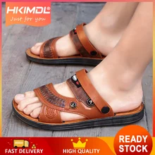 HKIMDL Мужская пляжная обувь повседневные сандалии Высокое качество PU нескользящей Мужские тапочки сандалии праздник для отдыха Для Мужчин's