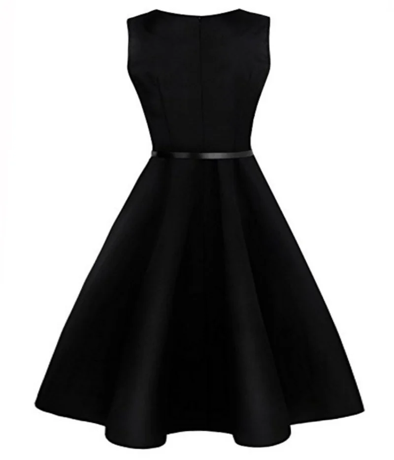 Kostlish 2017 New Summer Dress Women Floral Print Audrey Hepburn 50s 60s A-Line Vintage Dress Sleeveless Party Dresses Plus Size (128)