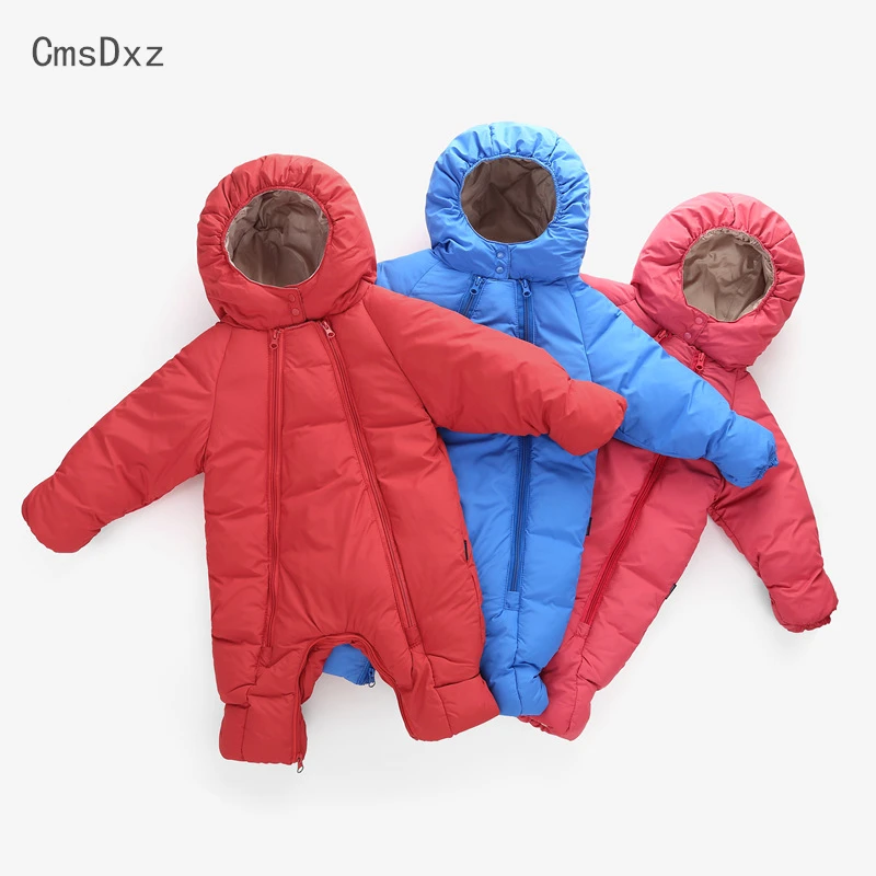

CmsDxz 0-24M Newborn Snow Wear Baby Clothes Winter Baby Boys Girls Rompers Coats 2017 Warm Jumpsuits Outerwear Heavy Padded Coat