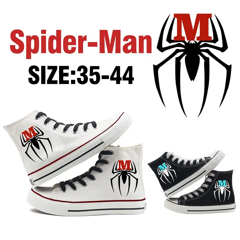 

New Avengers Spider-Man Marvel Print Shoes Graffiti High Heel Breathable Canvas Uppers College Customized Trendy A19525