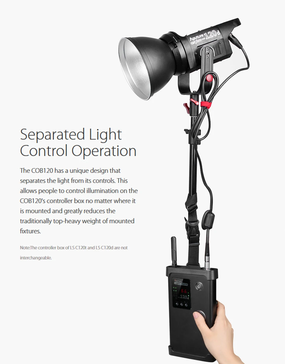 Непрерывное освещение apture Light Storm COB 120D 135 Вт 6000 K светодиодное для видеосъемки CRI97 +