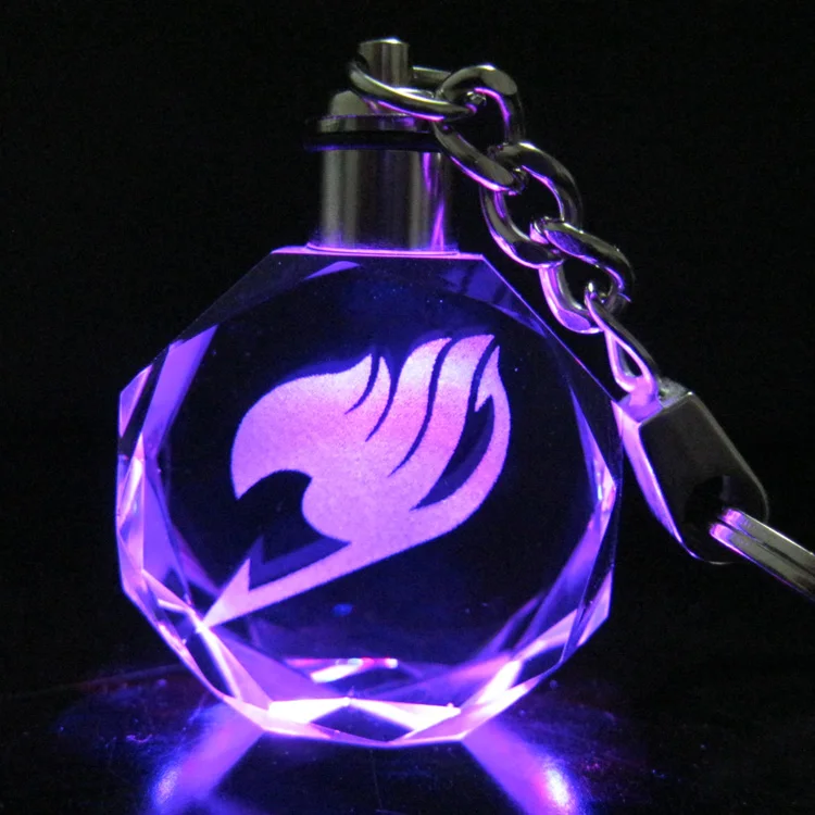 

Fairy Tail LOGO The union flag Sign Keyring Crystal Key Chain LED Pendant New in Gift Box Prop