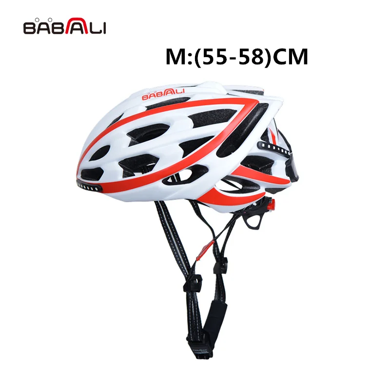 BABAALI шоссейный велосипед шлем ультралайт Световые индикаторы взрослые велосипедные шлемы 33 вентиляционные отверстия дышащие шлемы - Цвет: WHITE N RED - M