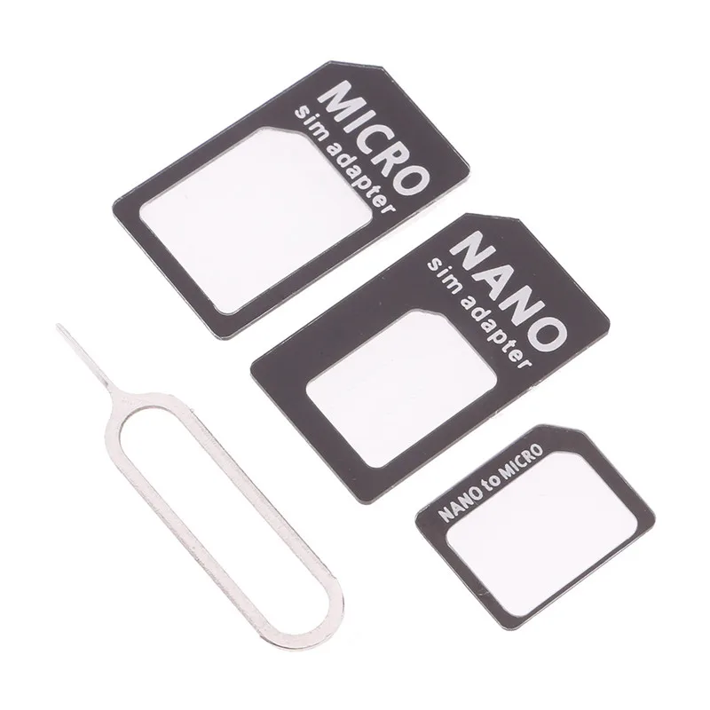 4 in 1 Nano Micro Sim Card Adapter Converter Kit Set With Pin for