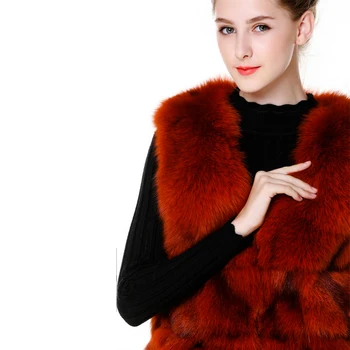 

Real Fur Vest Lovely Vest 55CM Women Vest Lady Winter Waistcoat Real Fur Gilet Female Fox Fur Vest Short Warm Waistcoat DHL