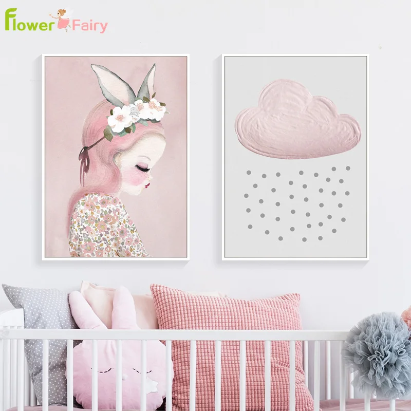 

Baby Room Decor Nordic Poster Pink Cactus Cartoon Princess Wall Art Print Canvas Painting Quadro Posters And Prints Unframed