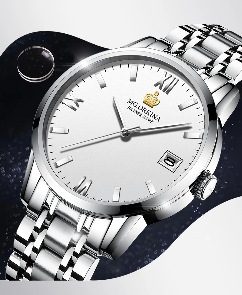 Artificial sapphire glass watch men
