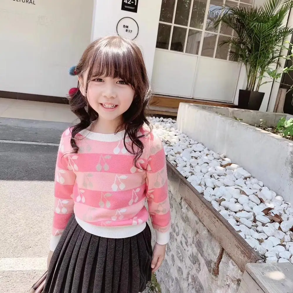 

Autumn New Cute Girls Cherry Sweaters Pink Cute Knitted Sweaters Autumn Winter New Arrival Pre-order