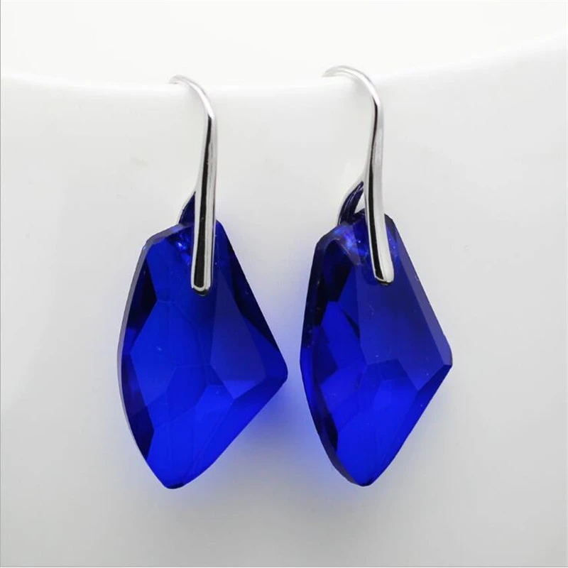

1pair Personality Geometric Austrian Crystal Ax Natural Stone Crystal Metal Earrings Bohemian Ethnic Style Jewelry Accessories