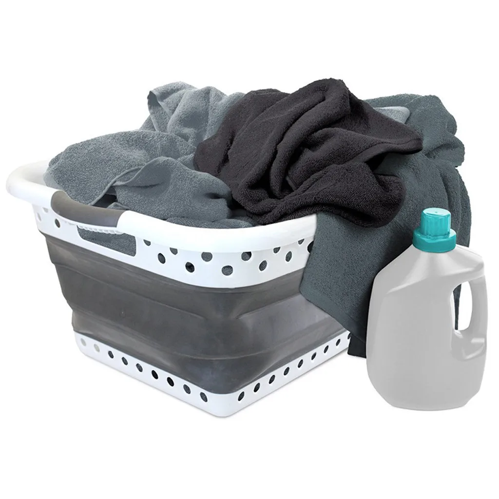 

Large Collapsible Laundry Basket Folding Cloth Washing Bin Space Saving Plastic Storage Home Bathroom Products Accessories