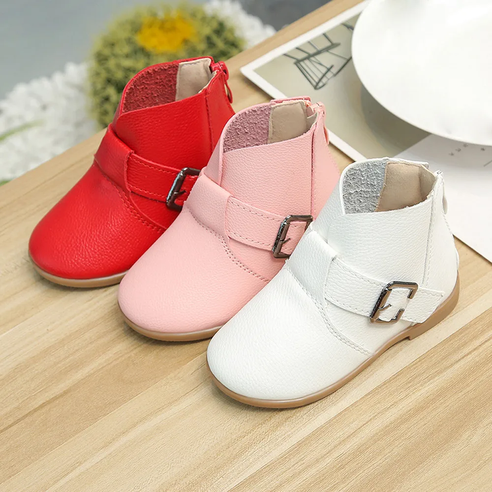 Babys Girls Shoes Leather Martin Sneaker Kids Children Winter Casual