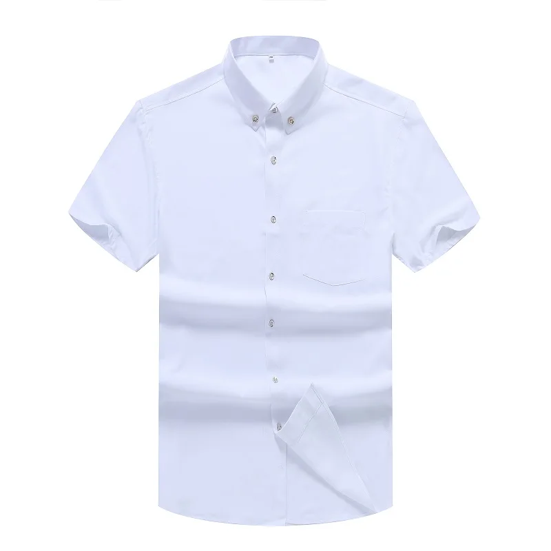 10XL 8XL 7XL Новинка Лето однотонная мужская рубашка с коротким рукавом классическая черная Рабочая одежда брендовая деловая мужская повседневная рубашка - Цвет: Белый