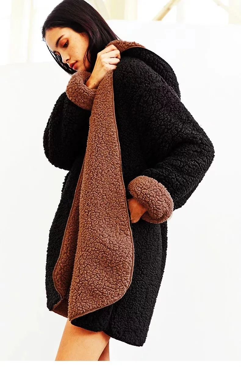 awesome Kaguster 2019 fashion jacket women lambswool winter warm thick coat coats casual loose office lady