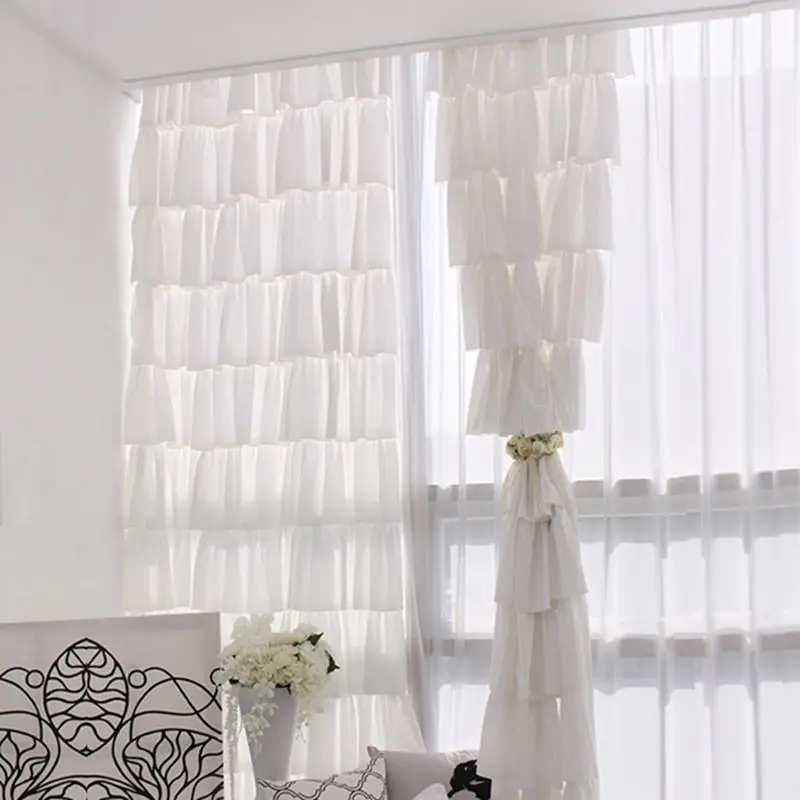 Европейский сладкий лист лотоса белый зеленый желтый и розовый шторы для принцессы комнаты Тюль панели шторы для гостиной hp011-20