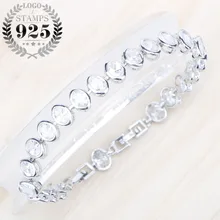 Модный браслет для женщин овальный белый кубический циркон серебро 925 ювелирные изделия 18+ 2 см длина Ювелирная коробка