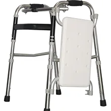 Старики складные ходунки с сиденьем Первая помощь Алюминий Walker сидеть ремень костылей