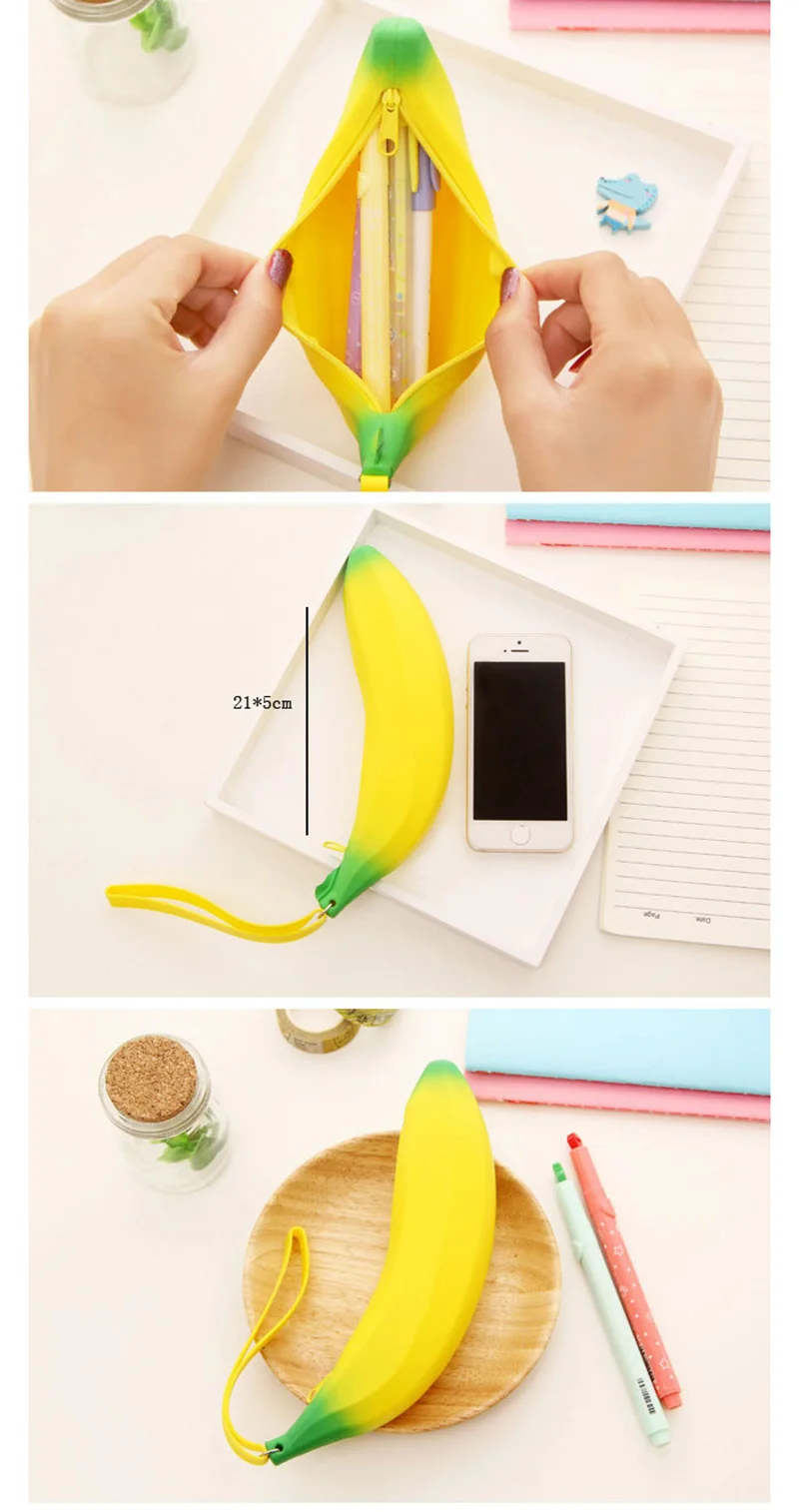 Cute Coin Purse Banana Pencil Case Kawaii Bag Silicone Purse Children's Purses For Kids Yellow Ulrica Coin Bags For Women Funny (13)