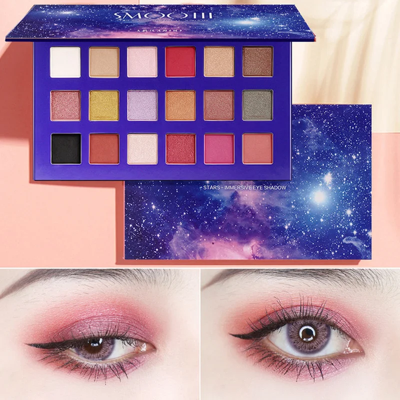 

Starry sky 18 Color Matte Pearlescent Eye Shadow Palettes Makeup Cream Palette Shimmer Cosmetic Beginner's eye shadow tray