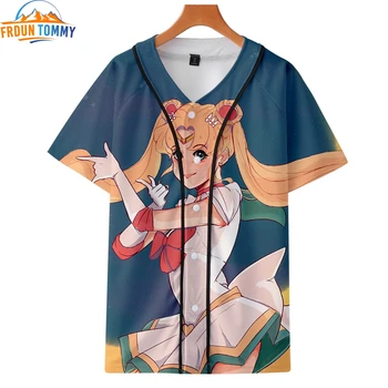 

Sailor Moon Kawaii NEW 3D print Japan Anime girl Short sleeve baseball uniform Men/Women Casual jacket Clothes