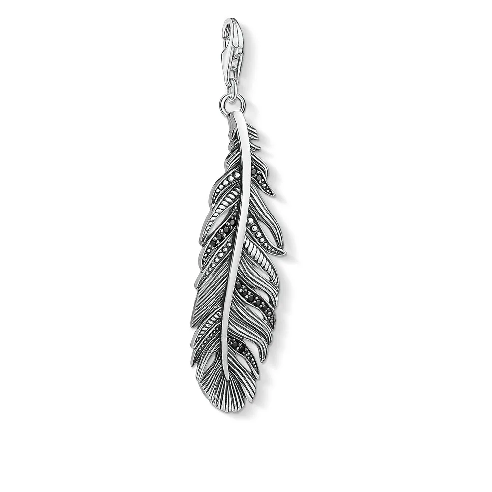 

Black CZ Feather Pendants Charms for Jewelry Making 925 Sterling Silver DIY Handmade Craft Fashion Bracelet Necklace Accessories