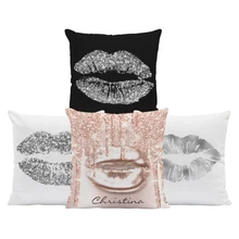 Стильный цветной чехол для подушки с принтом пухленьких губ тренд блеск для губ Ретро персиковая кожа 45 см декоративная мебель диван мягкая подушка