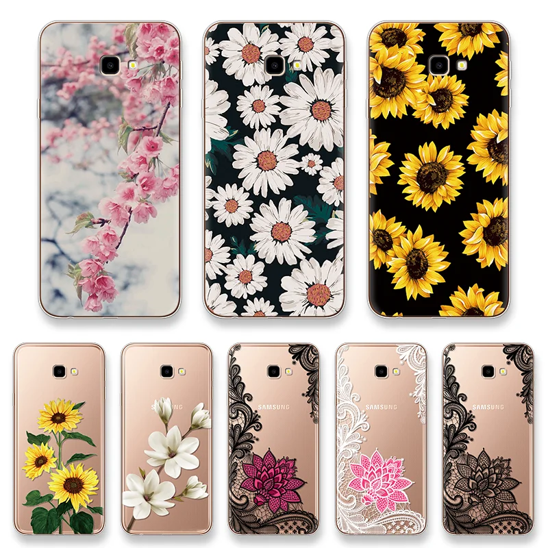 

Summer Flower Marble Patterned Phone Soft TPU Cases For Samsung Galaxy J4 Plus J4Plus Case Silicon 6.0" Case Coques Fundas Cover