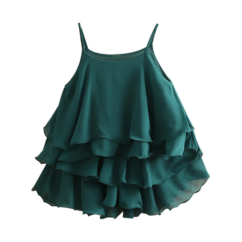 

Soft breathable toddler girls clothing set summer emerald strap chiffon shirt+skirt shorts suit kids clothes children outfits