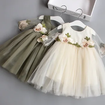 

Girls dress Children's Clothing 2020 Spring and Summer kids baby cute floral half mesh Dress