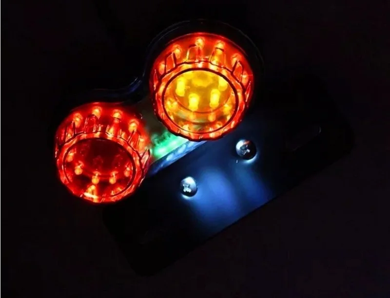 Motorcycle Turn Signal Brake Led Light License Plate Holder Tail Lights LED Brake Tail Lamps For Harley Bobber Cafe Racer ATV (9)