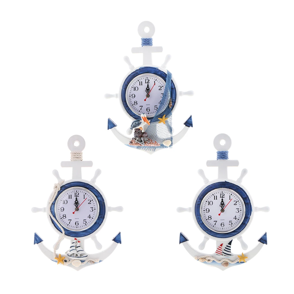 WALL CLOCK WELCOME ABOARD NAUTICAL BLUE & WHITE HANGING DECOR ORNAMENT CRAFT