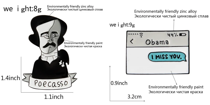 Брошь и булавка вафли Летающий спагетти Монстр Эдгар Аллан По клавиатура стрельба жесты текстовое сообщение эмаль булавки значки
