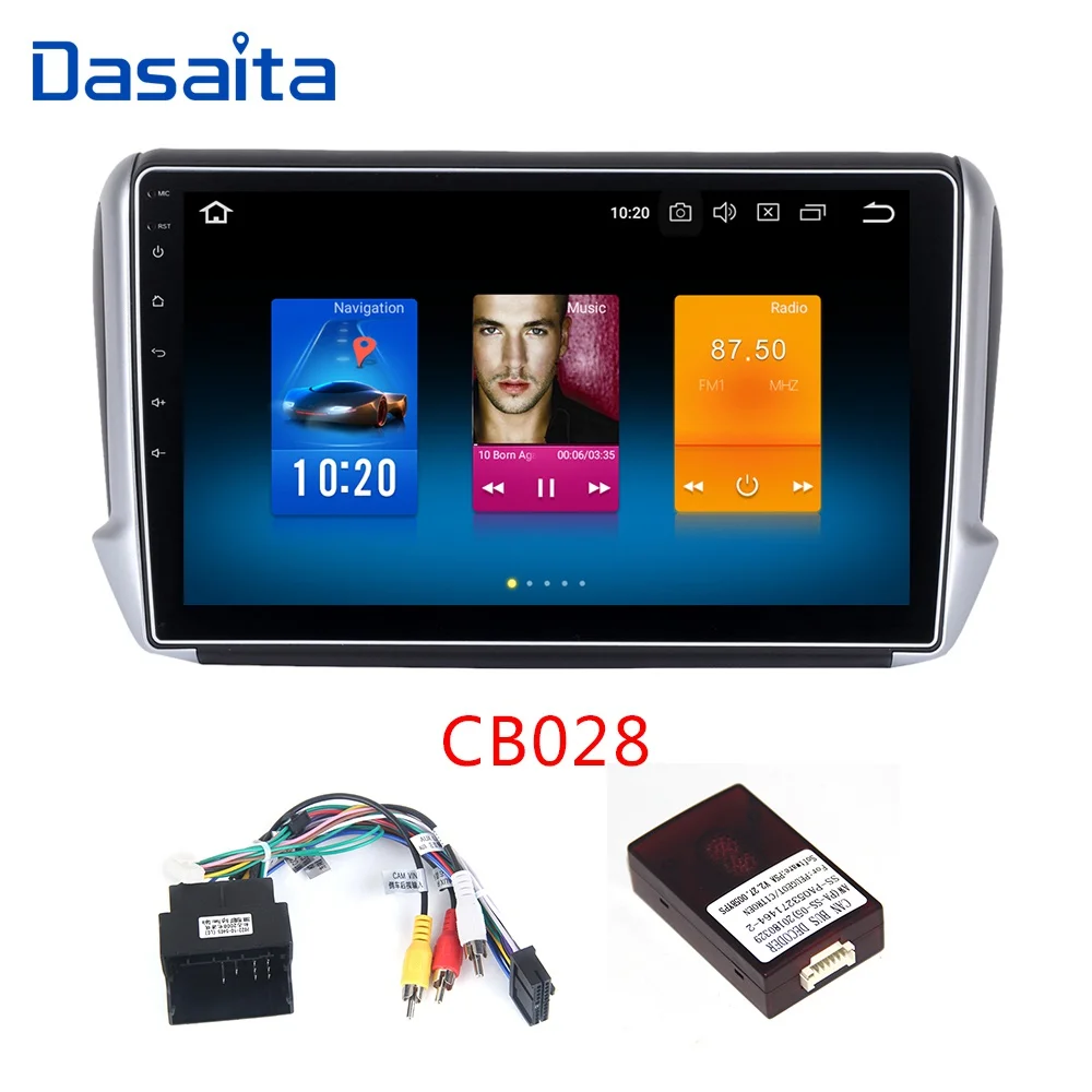 Dasaita 10," Android 9,0 Автомобильный gps плеер для peugeot 208& 2008 2012- с восьмиядерным процессором 4 Гб ОЗУ Авто радио мультимедиа gps NAVI 4G - Цвет: CB028 2012 Cable