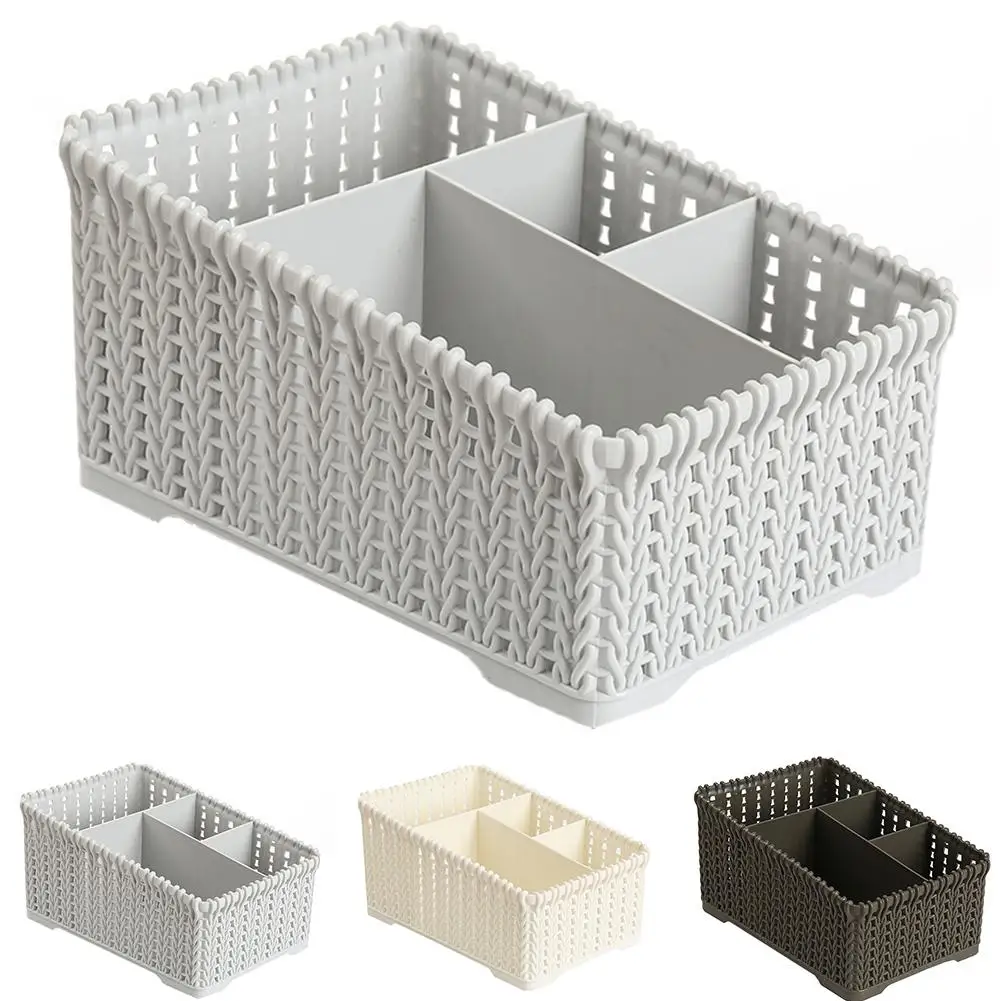 

45# New Arrival Uncovered Imitated Rattan Bathroom Makeup Sundries Storage Organizer Basket Organizers