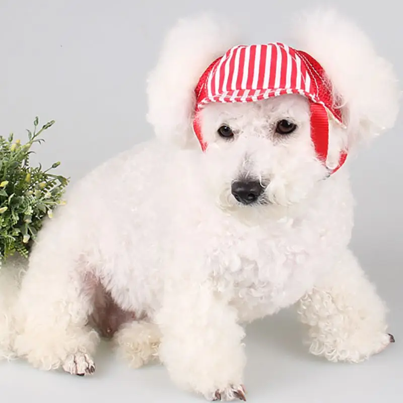 Windproof breathable baseball Stripes caps for Pets Summer Sun Hats