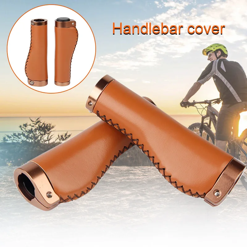 

1 Pair Retro Handle Cover Bicycle Grips Lockable Bike Handle Handlebar PU Leather Cover FK88